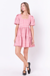 English Factory Pink Tweed Babydoll Dress