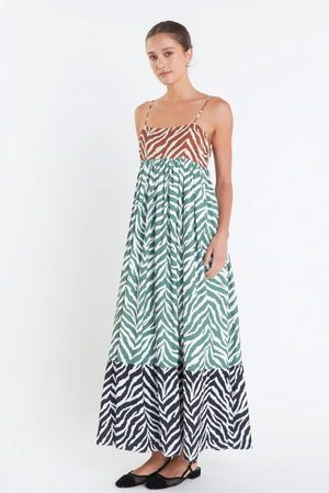 English Factory Zebra Print Brown Multi Maxi Dress