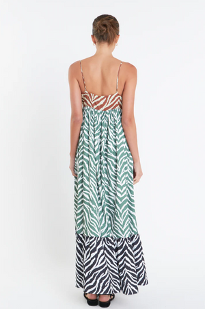 English Factory Zebra Print Brown Multi Maxi Dress