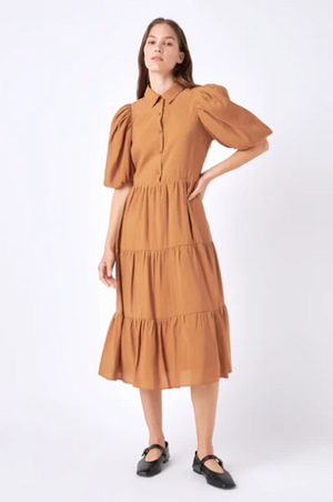 English Factory Quarter Sleeve Bow Tie Maxi Dress