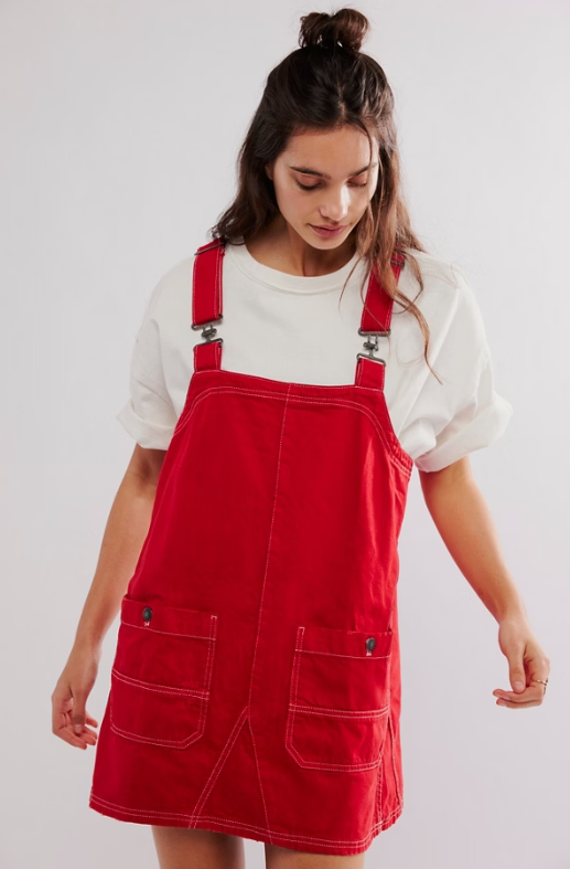 Free People Heart Eyes Overall Smock Mini