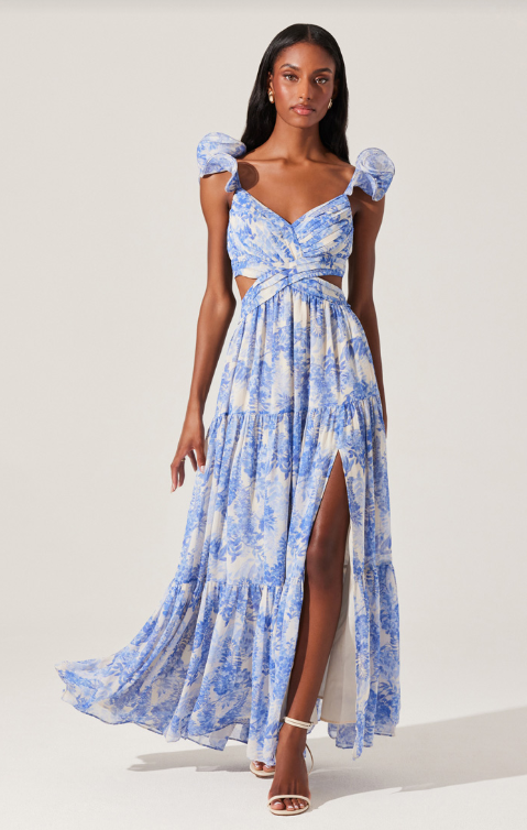 ASTR Blue Floral Fritillaria Maxi Dress (1 LARGE)