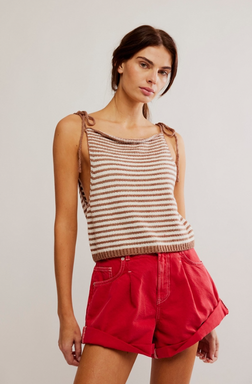 Free People Claire Tank in White Praline Stripe