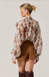 ASTR Cinthia Brown Floral Top (1 XS)