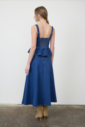 Moon River Denim Peplum Top (1 LARGE)