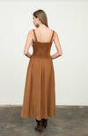 Moon River Camel Suede Mix Corset Midi Dress