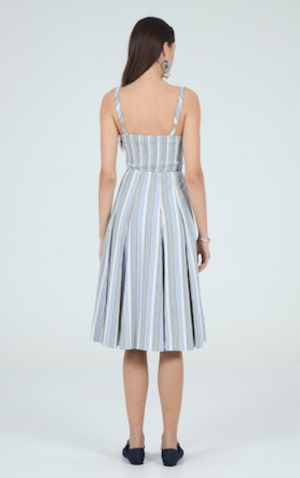 Aylaya Stripe Flower Detail Midi Dress