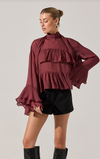 ASTR Fae Wine Ruffle Top