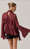 ASTR Fae Wine Ruffle Top