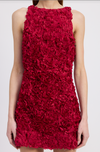 Dark Red 3D Floral Mini Dress