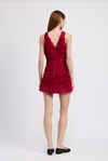 Dark Red 3D Floral Mini Dress