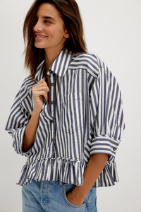 Free People Nautical Navy Bailey Stripe Shirt