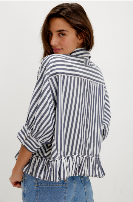Free People Nautical Navy Bailey Stripe Shirt