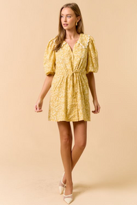 Mustard Collar Floral Mini Dress