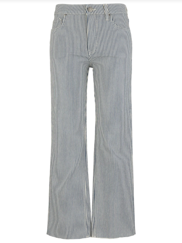 Kut | Kelsey High Rise Fab Ab Ankle Flare in Navy Stripe