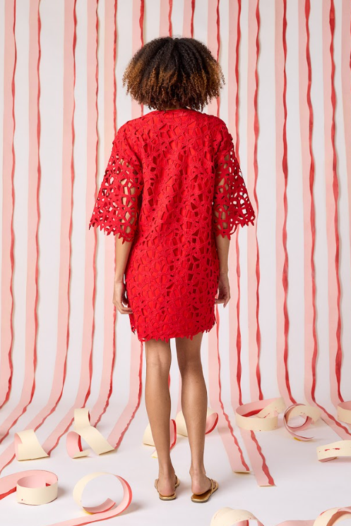 Crosby | Alice Tunic Dress in Pomegranate Lace