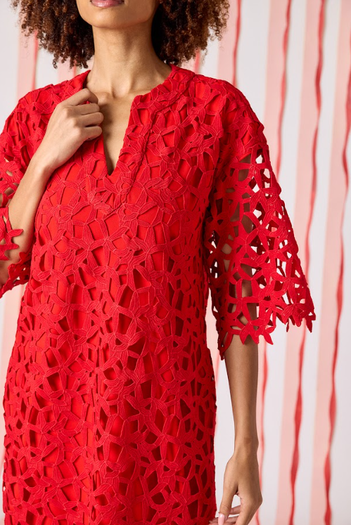 Crosby | Alice Tunic Dress in Pomegranate Lace