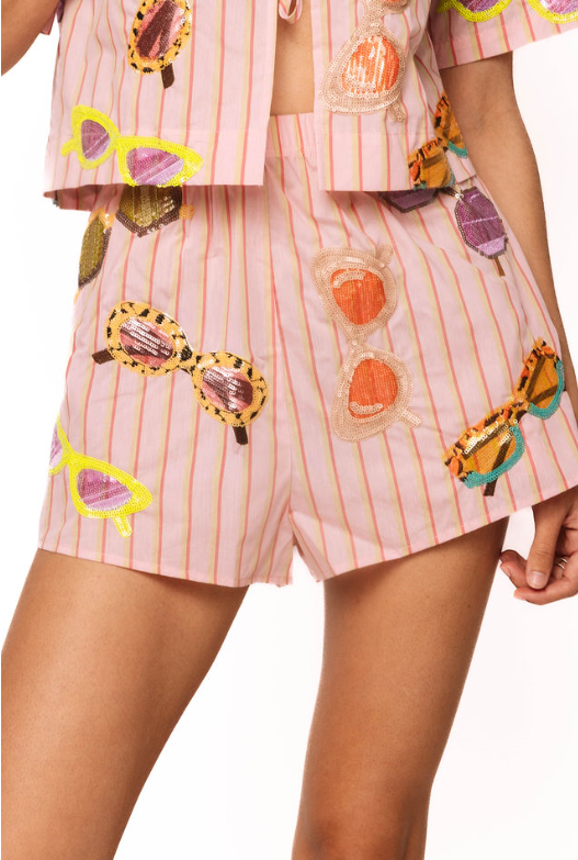 Queen of Sparkles | Pink Stripe Multi Sunglasses Short