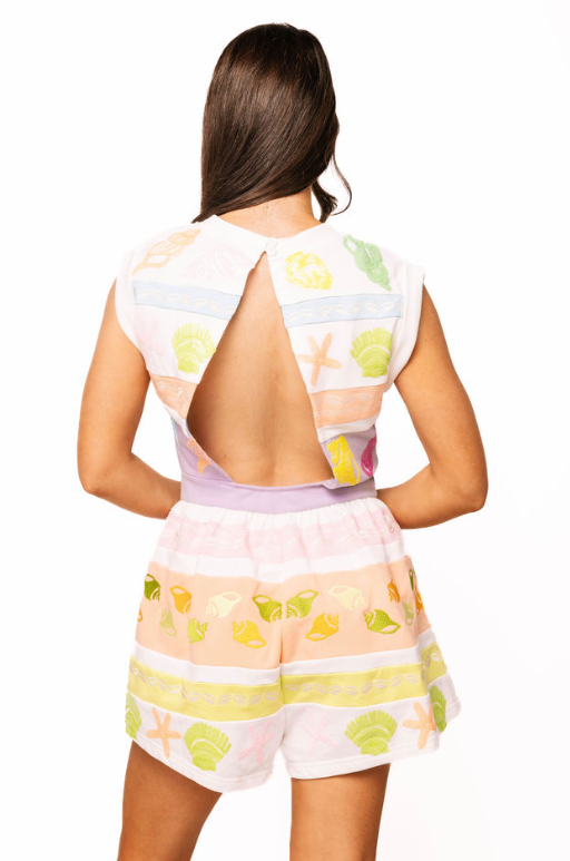Queen of Sparkles | Colorblock Stripe Shell Romper