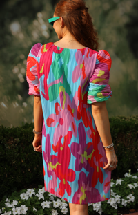 Karlie | Big Floral Pleat VNeck Dress