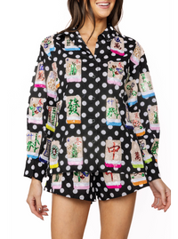 Queen of Sparkles Polka Dot Scattered Mahjong Button-Up