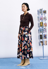 FRNCH | Borth Skirt in Timbres Stamp Print