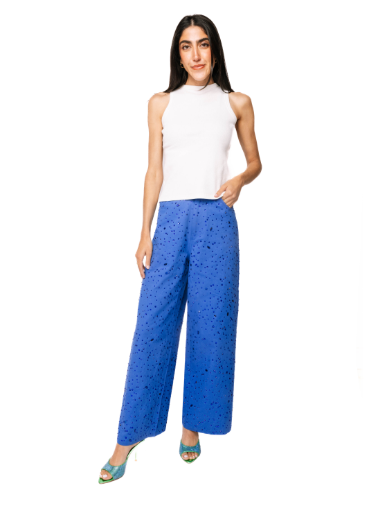 Queen of Sparkles Blue Wide Leg Rhinestone Jean (Bottoms Only)