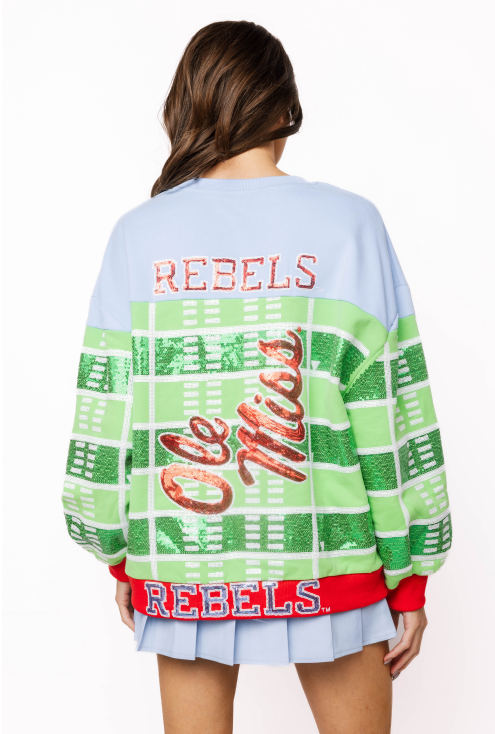 Queen of Sparkles | Colorblock Football Field Sweatshirt