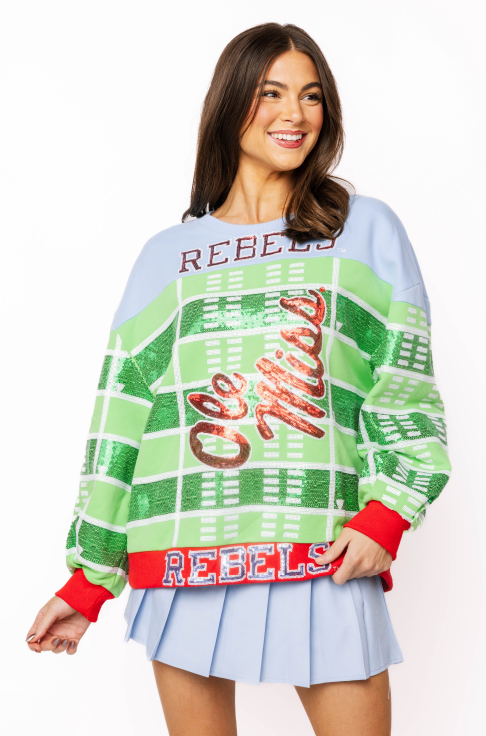 Queen of Sparkles | Colorblock Football Field Sweatshirt