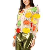 Queen of Sparkles | Multi Pumpkin Crochet Cardigan