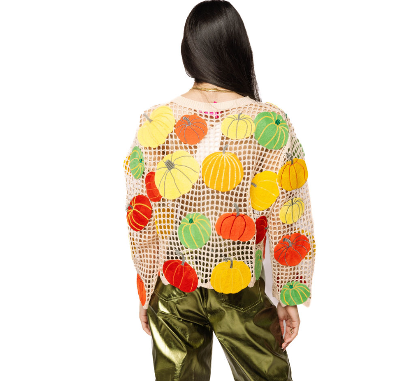 Queen of Sparkles | Multi Pumpkin Crochet Cardigan