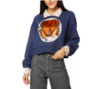 Queen of Sparkles | Navy Polka Dot Collar Turkey Sweatshirt