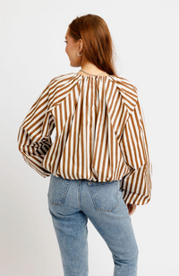 Karlie | Brown Stripe Bubble 3/4 Sleeve Top