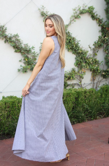 Karlie | Brown Check Scoop Maxi Dress