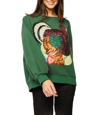 Queen of Sparkles | Dark Green Turkey Sweatshirt