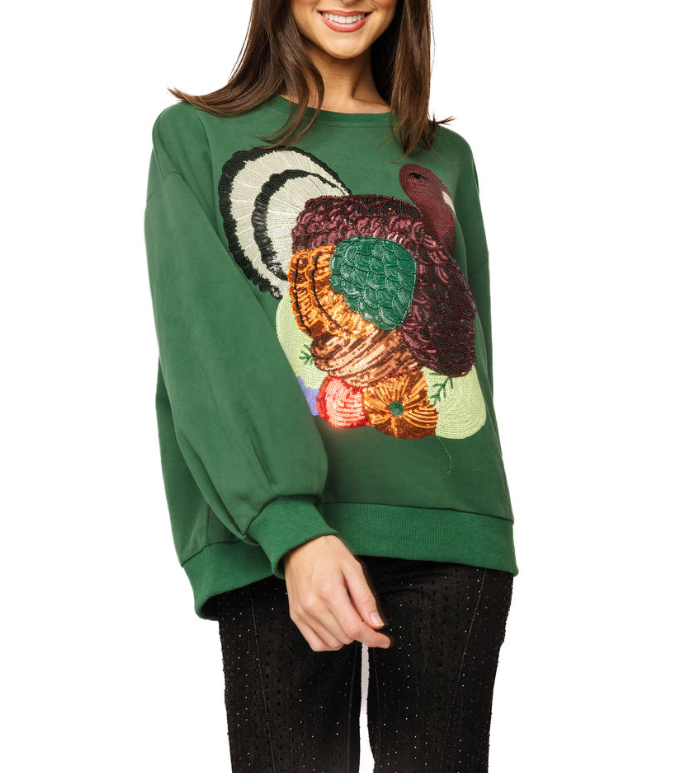 Queen of Sparkles | Dark Green Turkey Sweatshirt