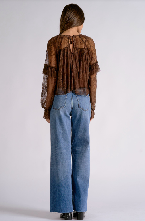 Elan | Brown Lace Top