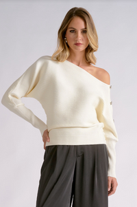 Elan | Off-Shoulder Sweater w/ Side Buttons