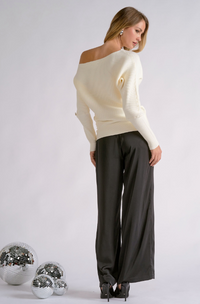 Elan | Off-Shoulder Sweater w/ Side Buttons