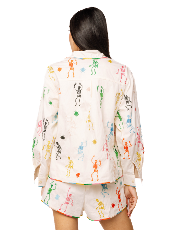 Queen of Sparkles | Skeleton Cotton Buttondown Top