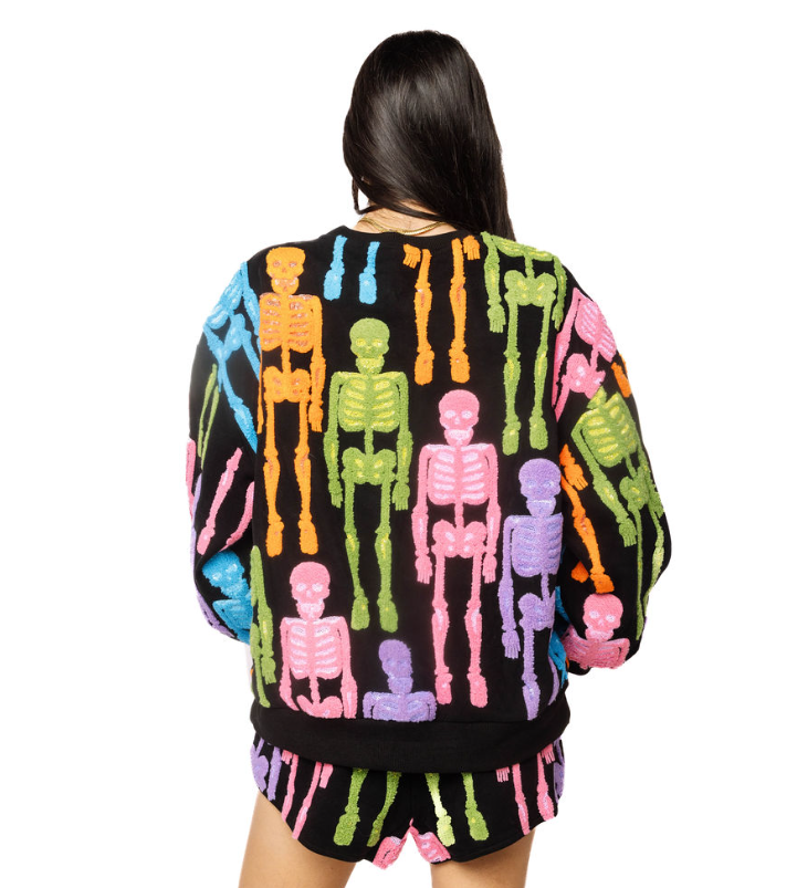 Queen of Sparkles | Multi Fuzzy Skeleton Sweatshirt