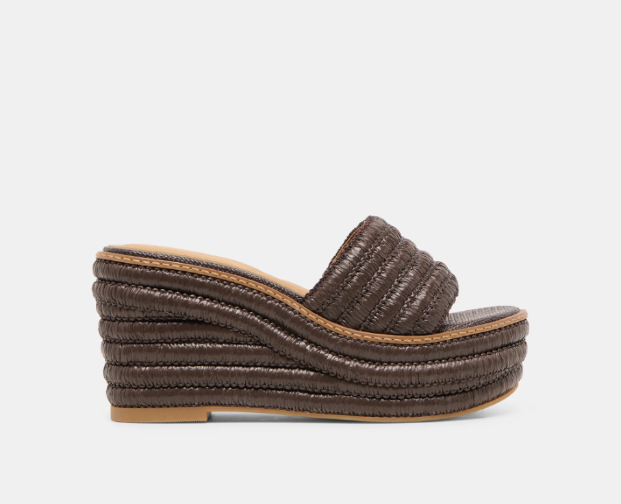 Dolce Vita Throne Wedge in Chocolate Raffia