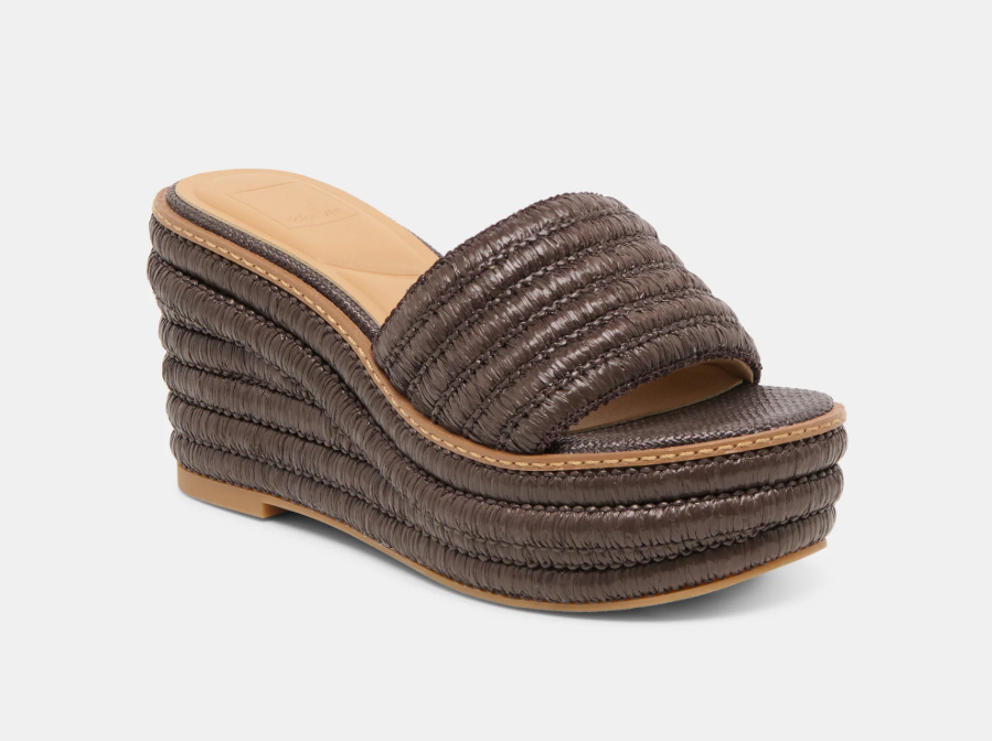 Dolce Vita Throne Wedge in Chocolate Raffia