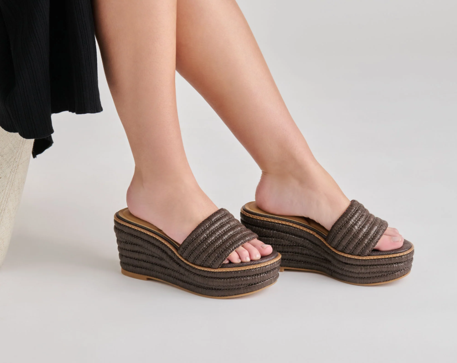 Dolce Vita Throne Wedge in Chocolate Raffia