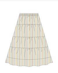Rylee + Cru | Ruffle Tiered Maxi Skirt in Valencia Stripe