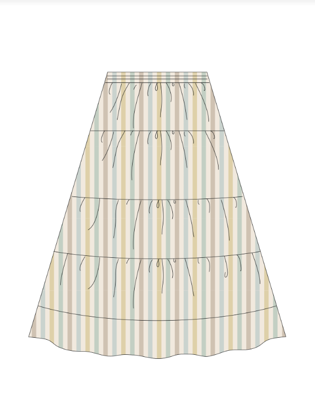 Rylee + Cru | Ruffle Tiered Maxi Skirt in Valencia Stripe