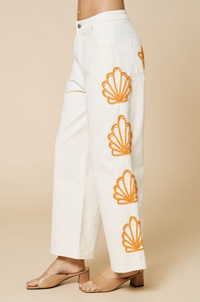 Ivory Shell Embroidered Pant Set