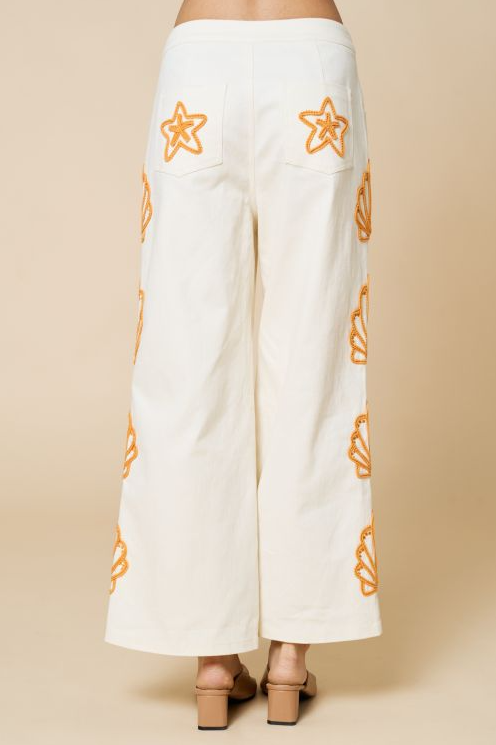 Ivory Shell Embroidered Pant Set