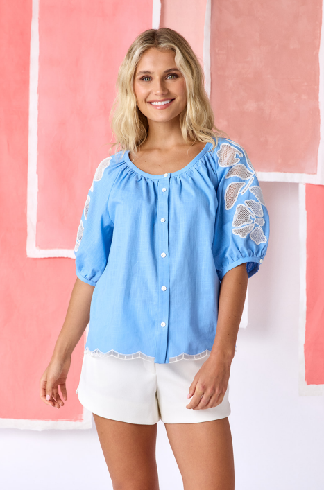 Crosby | Perrie Top in Washed Indigo