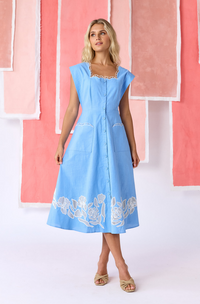 Crosby | Rivie Dress in Washed Indigo